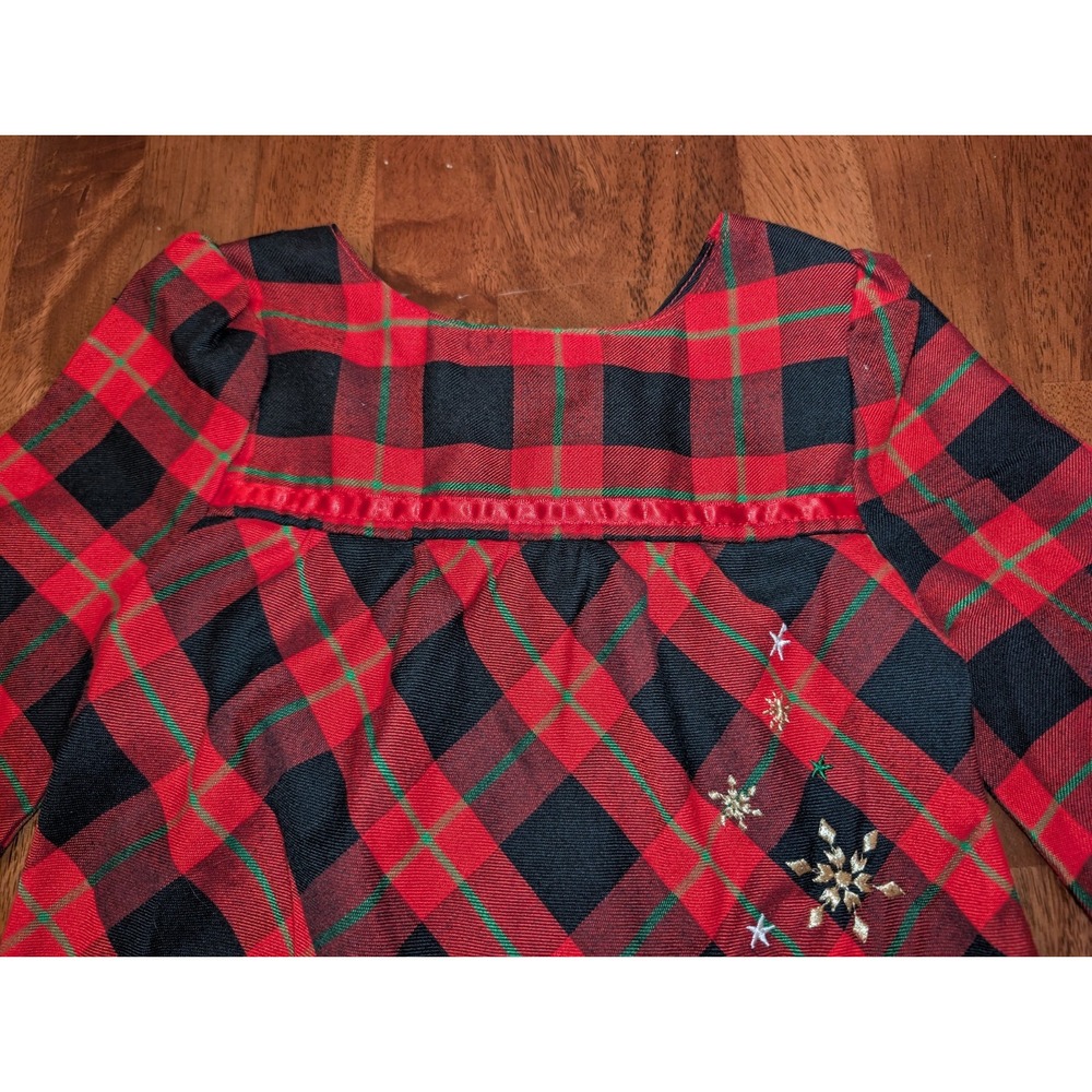 Disney Minnie Mouse Red Black Plaid Christmas Ruffled Dress LS Size 18M-2T Skate - Picture 3 of 8